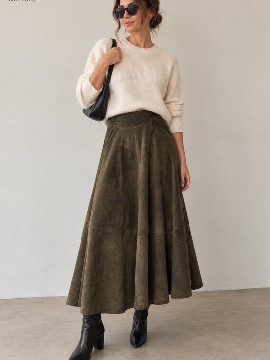 Danier Dresses & Skirts - Danier Olive Green Suede Skirt